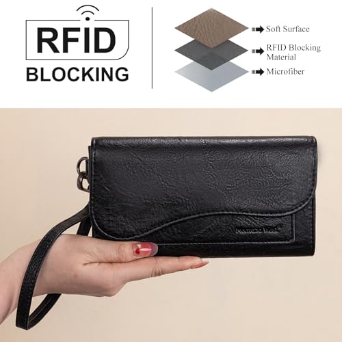 Image of Montana West Wallets for Women Large Phone Wristlet Wallets Trifold Money Organizers with Coin Purse and Wrist Strap