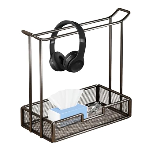 Kopfhörerständer, Schreibtisch-Kopfhörer-Aufhänger, mit Ablageschale, Tischregal, Aufbewahrung, Headset für Klassenzimmer, Computer, Studio, Büro, Desktop