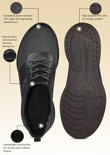 Image of AJANTA Men's PVC Sneaker | Waterproof Casual & Rain Shoes for Walking, Travel & Office | Skid Resistant Outsole for Firm Grip
