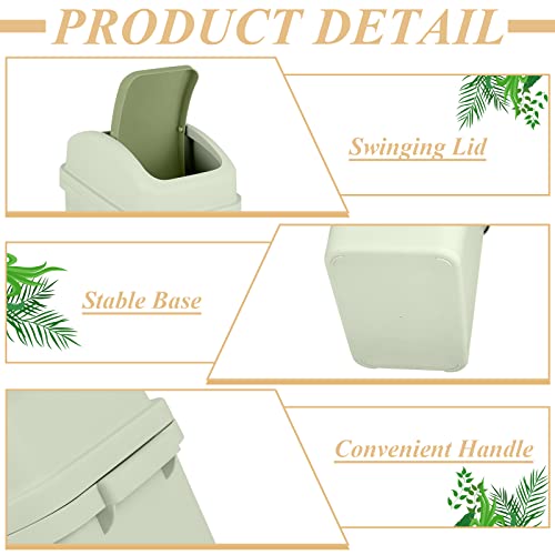 Image of Sumind 2 Pcs 2.6 Gallon Bathroom Trash Can with Swing Lid Small Garbage Can Plastic Bathroom Trashcan Garbage Bin for Kitchen Waste Bedroom Room Outdoor (Green and Pink)