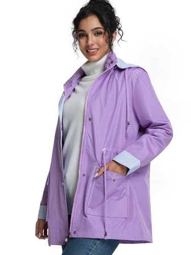 jiehan Women's Rain Jacket Waterproof Lightweight Packable Raincoat with Hood for Golf Hiking Travel Windbreaker4