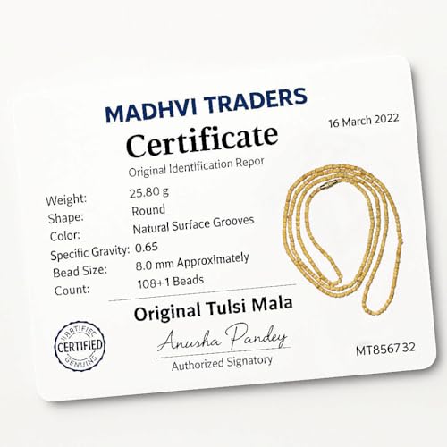 Image of Original Tulsi Kanthi Mala (3 Round) for Men & Women | Natural Wooden Beads Necklace | Radha Kanthi for Pooja, Meditation & Daily Wear
