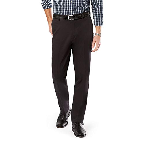 Dockers Men's Classic Fit Stretch Signature Khaki Pants D3, Black (Stretch), 36W x 32L