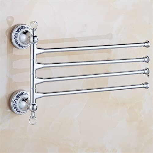 Porte-serviettes de bain chic avec support de rangement en cristal argenté antirouille