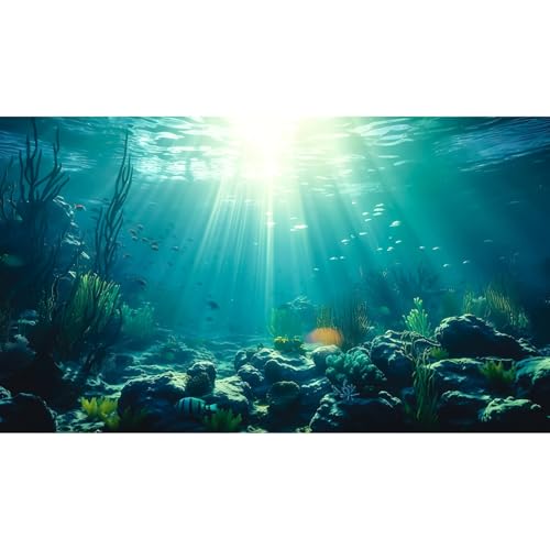 Image of Underwater Fish Tank Background Ocean Floor Coral Reef Aquarium Background Under The Sea Fish Tank Backgrounds Deep Ocean Aquatic Plants Tropical Fish Aquarium Backgrounds 48x20in