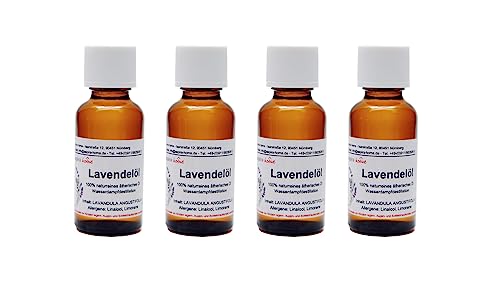 Aspira Home Aceite esencial de lavanda natural puro 4 x 30 ml en botella de cristal con pipetas