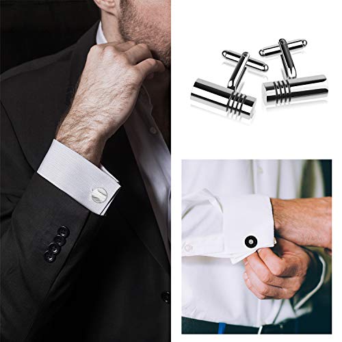 TUPARKA Manchetknopen voor mannen, modieuze retro gestreepte manchetknopen klassieke dasclips voor pak shirt bruiloft zakelijke afstudeercadeau - Image 5