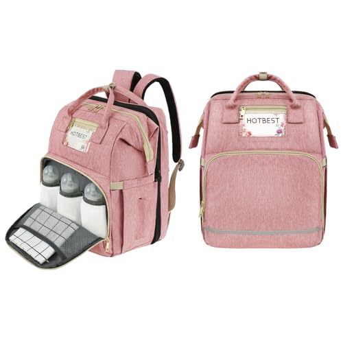 Image of HOTBEST Diaper Bag Backpack, Pink, Large