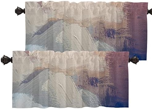 Batmerry Abstract Color Kitchen Valances Half Window Curtain, Decorative Multicolored Modern Abstract Kitchen Valances for Bedroom Heat Insulated for Decor Reducing The Light 2 Pack 52x 18 inch