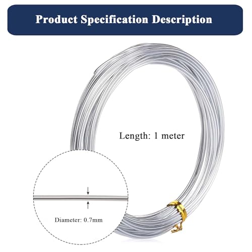 WSYCWG Aluminum Wires 1 Meter Soft Metal Wire Diameter 0.5-0.8Mm Suitable for Wire Wrapping, Craft and Wire Modelling,Diameter 0.7mm