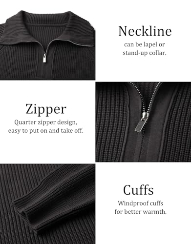 Men's Quarter-Zip Pullover Sweater Slim Fit Lightweight Sweaters Cable Knit Casual Polo Sweater Long Sleeve Sweaters4