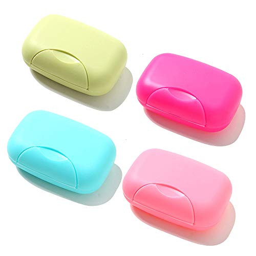RETON 4 Pezzi Portatile Contenitore portasapone Contenitore di Colore Sapone Scatola organizzatore per casa, Bagno, Escursionismo, Viaggio, Campeggio e Altre attività all'aperto (4 Grandi)