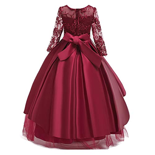 MYRISAM Little Big Girls Applique Lace Princess Pageant Dresses Long Sleeve Bridesmaid Wedding Party Birthday Long Gown3
