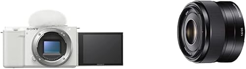 Sony Alpha ZV-E10 - APS-C - Cámara con lente intercambiable, sin espejo, para videoblogueros, color blanco, más una lente fija prime Sony SEL35F18