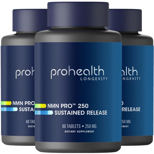 ProHealth NMN Pro 250 Sustained Release (60 Tablets, 3 Pack) 250 mg Uthever® NMN. NAD+ Precursor for Cellular Energy, Mitochondrial Support & Healthy Aging. USA Manufactured, Triple Lab-Tested 60 Count (Pack of 3)