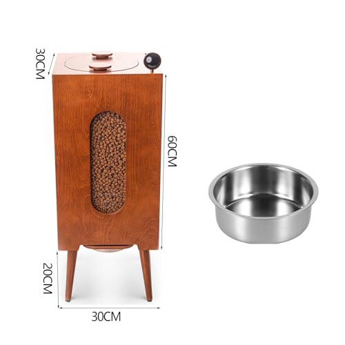 Comedero elevado de madera para mascotas con cuenco de acero inoxidable para una estación de alimentación cómoda