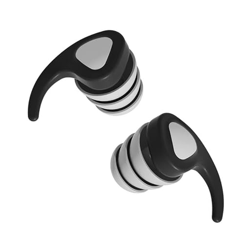 シリコンゲル製 強力な遮音・騒音低減フィルター 睡眠・水泳防水 3層構造 静音 再利用可能 保護耳栓 (パープル、ワンサイズ)