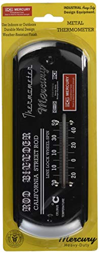 KEY STONE 温度計・湿度計 黒 9.5×25×1.8cm サーモメーター マーキュリー ワイド ヨコ型 0073974-0004