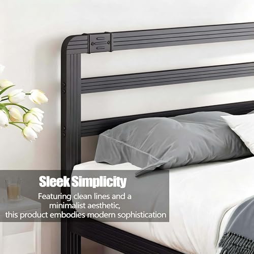 Image of ZIYOO 18 Inch Twin Metal Platform Bed Frame with Headboard, 1000 LBS Sturdy Steel Slat Bed Base, Noise Resistant, No Box Spring Needed, Easy Assembly for Apartment Dorm