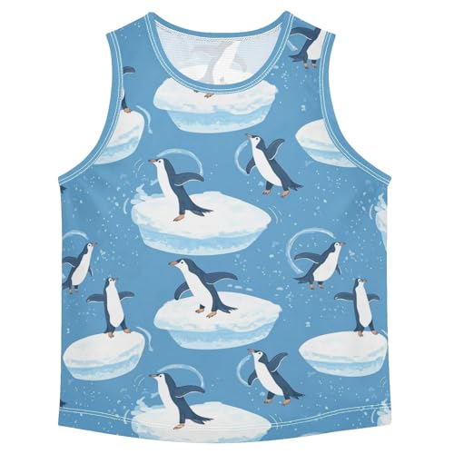 Boys Tank Top Shirts Penguin Animal Cartoon Ice Sleeveless T-Shirts Crew Neck for Kids Clothing Children