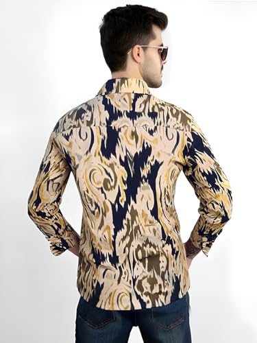 Image of Pinkmint Men Printed Cambric Cotton Shirt |Stylish Designer| Lightweight Summer Wear| Regular Fit Shirt for Men (Available in Plus Size)