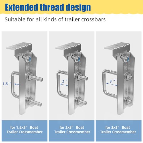 4 PCS 8" Galvanized Swivel Top Bunk Bracket Kit for 3" x 1.5", 3" x 2 " and 3" x 3" Boat Trailer Crossmember, Boat Trailer Bunk Brackets, Square U-Bolts by Yantuo - Image 2