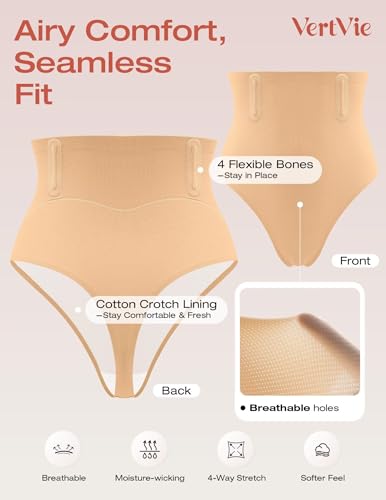 Image of Vertvie Tummy Control Shapewear Shorts Butt Lifting Seamless | Breathable Micro-hole Fabric, High Waisted Body Shaper, Everyday Comfort, Thigh Slimmer, Invisible, Girdles for Under Dresses