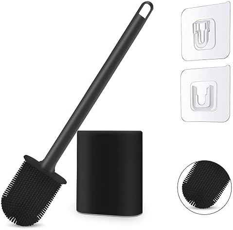 Silicone Toilet Brush Flat Head Flexible Soft Bris... - Vicedeal - View #14