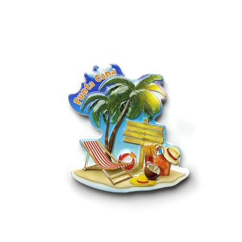 Imán decorativo 3D de resina pintada a mano Punta Cana miniatura 3