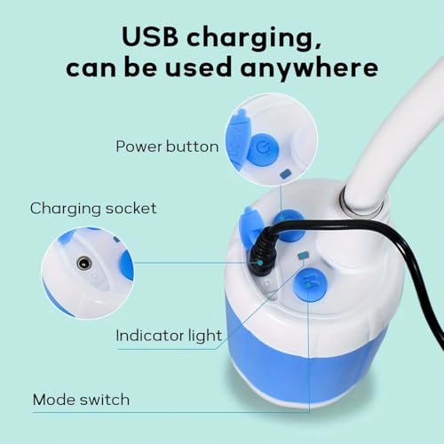Bomba de Ducha Portátil para Camping, Ducha con Flujo Ajustable, Bomba Recargable para Camping al Aire Libre con Pantalla Digital para Camping, Senderismo, Viajes, RV (Azul) miniatura 5
