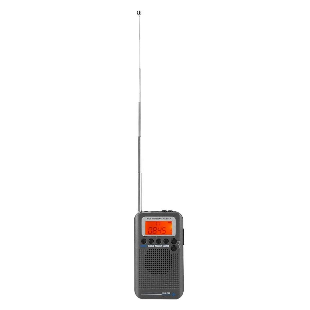 Radio Bande VHF, Récepteur Portable dans la Bande d’Avions, Enregistreur avec Écran LCD et Rétroéclairage(Noir), AIR/FM/AM/CB/S/VHF