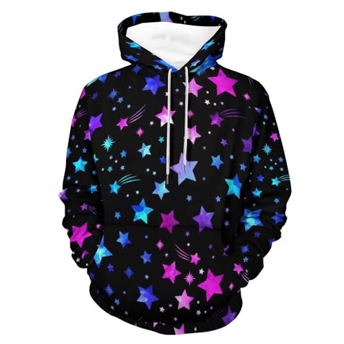 Pull homme femme UMENG avec motif étoile coloré, sweat à capuche manche longue style urbain S