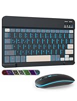 LAMA Kabellose Bluetooth Tastatur & Maus, wiederaufladbare Universal Tablet Tastatur, kompatible mit iPad/Tablet/iOS/Android/Windows/Laptop/Computer,Deutsches QWERTZ-Layout, Schwarz&Grau Beleuchtet