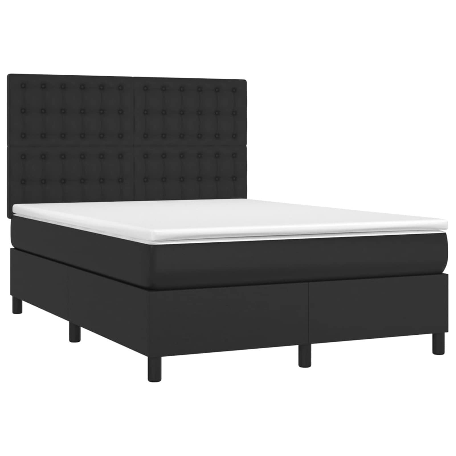 ZEYUAN Lit à sommier tapissier avec Matelas Noir 140x190 cm Similicuir,Sommier Tapissier,Sommier À Lattes,Sommier avec Pieds