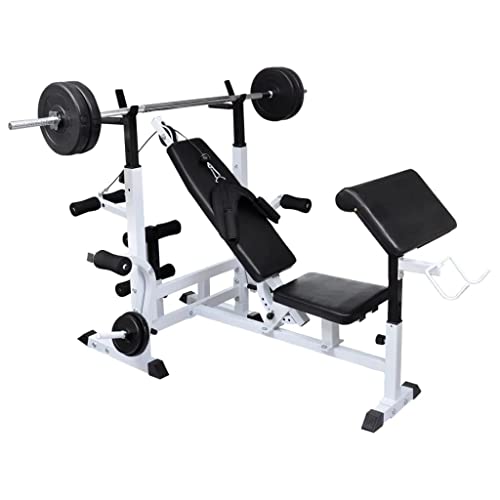 vidaXL Gewichtenbank met gewichtenrek en halterset 120 kg - Image 3