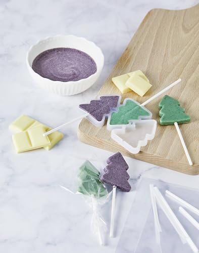 HEITMANN KREATIV DIY Schoko-Lollis - mit Pulverfarben auf Pflanzenbasis - violett & grün - Kreativset - Weihnachten