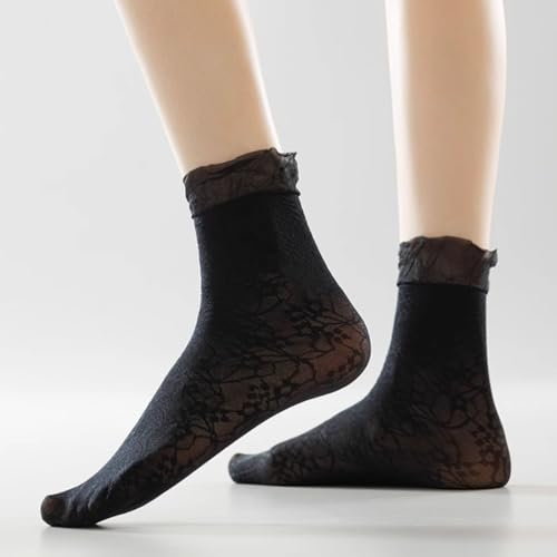 4 Pairs Women's Lace Sheer Ankle Socks Mesh Lace Loose Socks3