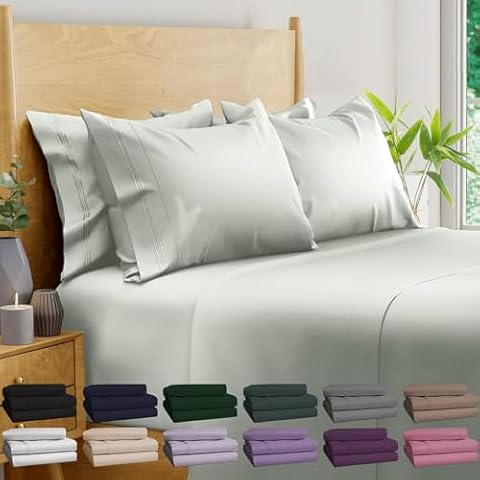 BAMPURE Luxury Series 6 Pcs King Sheet Set - 100% Viscose Derived from Bamboo Sheets King Size - Super Soft Viscose Bamboo Cooling Sheets for Hot Sleepers -Up to 16’’ Deep Pocket King Sheet Set Cover