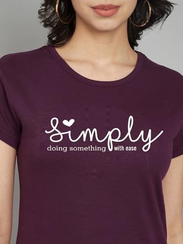 Image of Women Cotton Regular Fit Round Neck T-Shirt (Simply)
