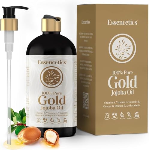Essencetics 16 Oz - Organic Jojoba Oil Cold Pressed Unrefined - 100% Pure & Natural Jojoba Massage Oil For Hair cover