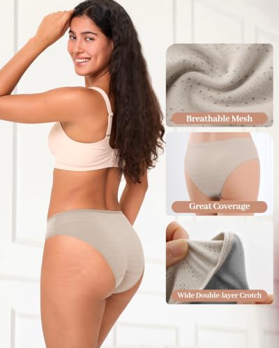 Image of BAMBOO COOL Womens Underwear Breathable Mesh Moisture-Wicking Briefs, Soft & Lightweight Panties