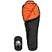 Hyke & Byke Eolus 0°F Cold Weather Mummy Hiking & Backpacking Sleeping Bag - Goose Down 800 FP 4 Season Sleeping Bags for Adults - Ultralight with Compression Stuff Sack (Black/Clementine, Short)