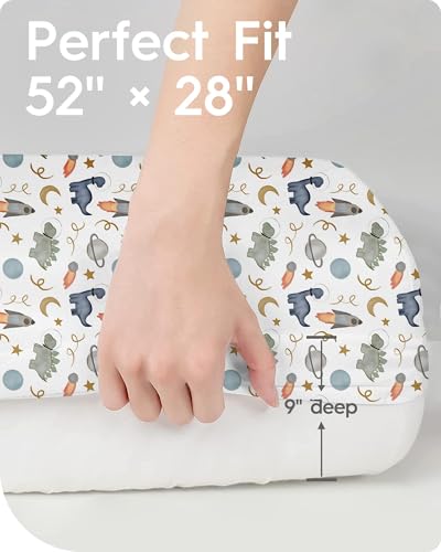 Image of Premium Fitted Baby Boy Crib Sheets for Standard Crib Mattress - Ultra-Soft Jersey Knit Crib Mattress Sheet, Safe and Snug, Durable, Stylish Crib Sheet, 28''x52''x9'' Extra Deep Pocket