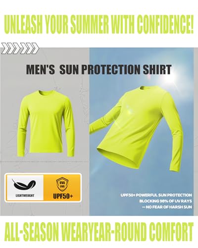 Long Sleeve Rash Guard for Men: 4 Pack Dri Fit Sun Protection UPF 50+ Uv Cooling Moisture Wicking T-Shirt for Workout3