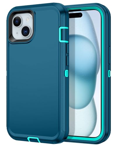 I-HONVA for iPhone 15 Case Shockproof Dust/Drop Proof 3-Layer Full Body Protection [Without Screen Protector] Rugged Heavy Duty Durable Cover Case for Apple iPhone 15 6.1