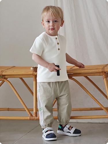 Ohrwurm Toddler Henley Shirt Ribbed Cotton Top for Boys Girls Soft Breathable Short Sleeve T-Shirt with Button2