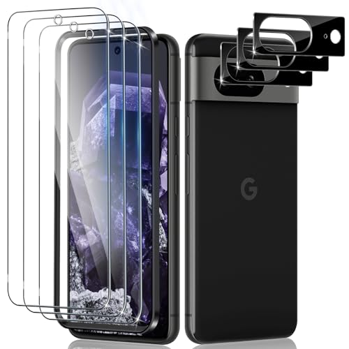 LiiLaa Schutzfolie für Google Pixel 8 für Panzerglas 3 Stück Gehärtete Glas Schutz Folie mit 3 Stück Kameraschutz 9H displayschutz Ultra-klar Schutzglas