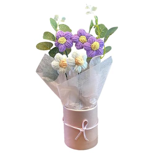 KUFSESK Crochet Flowers Knitted Flowers Crochet Plant Hand Woven Finished Products Mini Cute Knitwear Suitable For Graduation Birthdays Home Office Decoration Car Decoration
