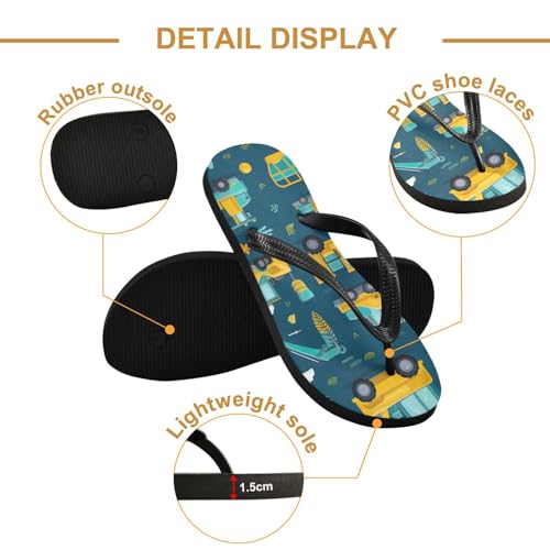 Womens Flip Flops Carton Bulldozer VehicleNon-Slip Casual Beach Slippers Rubber Sandals214B27272