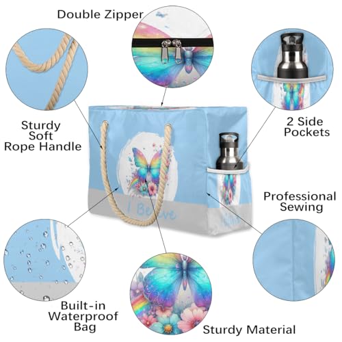 Women's Large Beach Bag Waterproof and Sand-proof Canvas Tote3